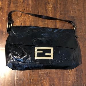 Fendi | Bags | Fendi Patent Leather Maxi Xl Shoulder Bag | Poshmark